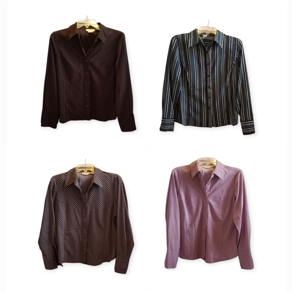 Lot of 4 - Like New, Women's Long Sleeved Buttoned Down Shirts Size Med